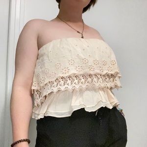 Peach American eagle lacy tube top